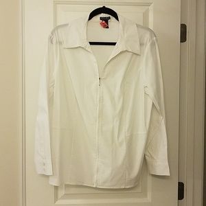 White Doncaster zip-up shirt